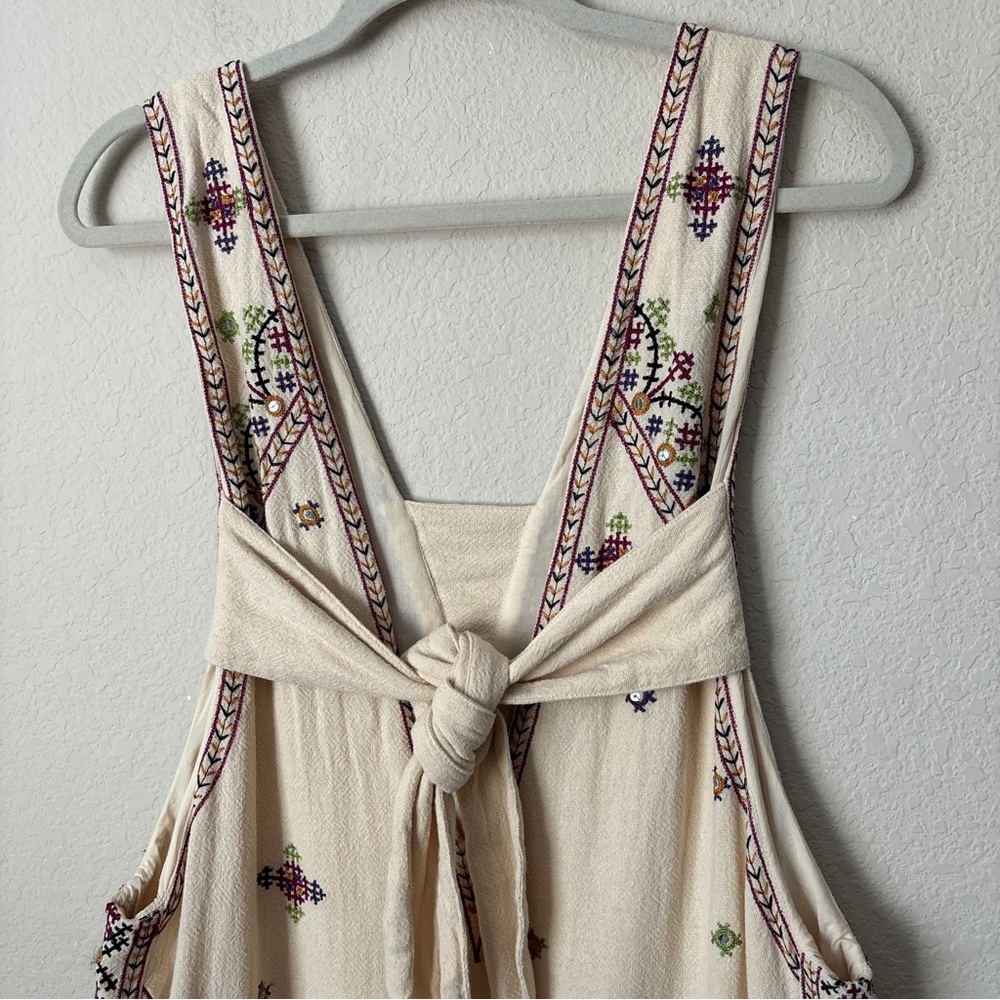 Free People Boho Embroidered Never Been Beige Mini Dress - Picture 11 of 14